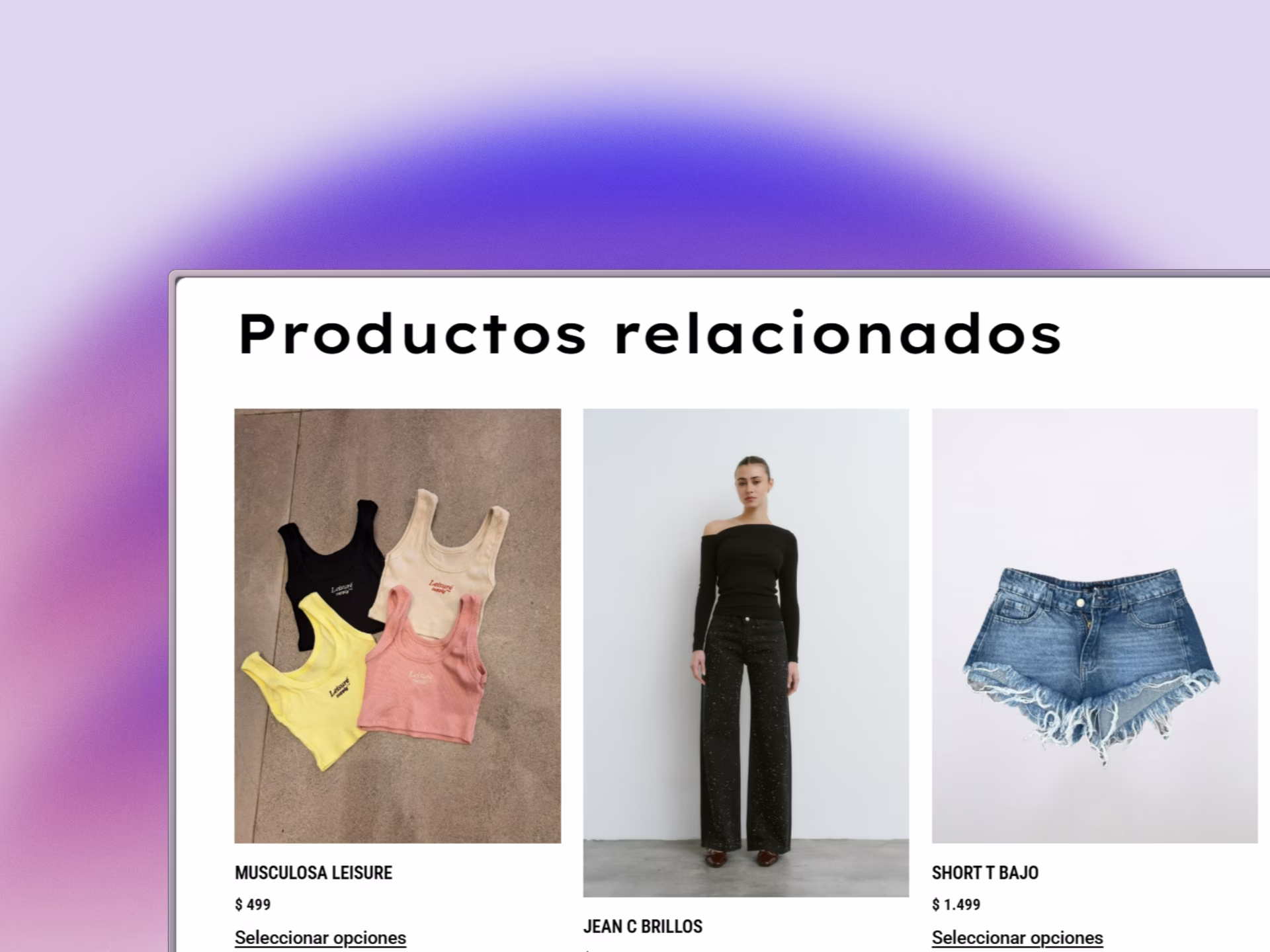 productos relacionados en pagina web